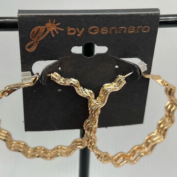 G by Gennaro GOld Triple Strand Wavey Hoop Earrings $16ea / 3 for $25 - Picture 3 of 5